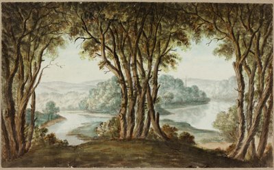 Paisaje fluvial visto a través de los árboles de William Beilby