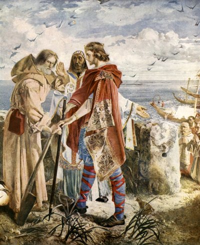 Egfrith ofreciendo el obispado de Hexham a Cuthbert, 678 de William Bell Scott