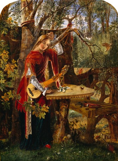 La bella Rosamond sola en su enramada (óleo sobre lienzo) de William Bell Scott