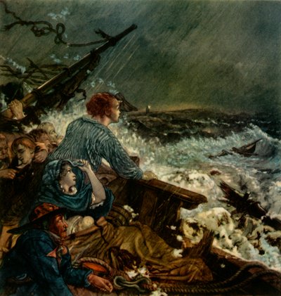 Grace Darling y su padre salvando a la tripulación naufragada, 8 de septiembre de 1838 de William Bell Scott