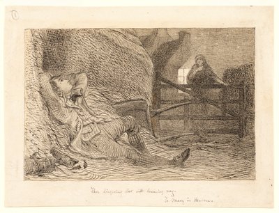 Estudio para "To Mary in Heaven", c.1871 (grafito, pluma y tinta negra, grafito) de William Bell Scott