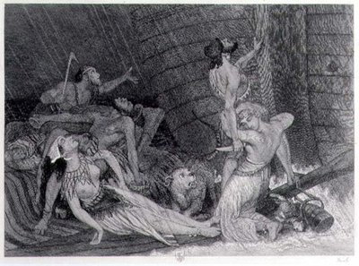 Décimo día de lluvia, prueba para una edición de 1872 de la Biblia de William Bell Scott