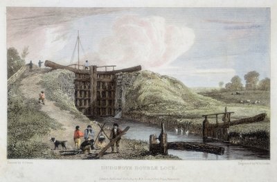 Doble esclusa de Dudgrove sobre Lechlade, Canal del Támesis y Severn, 1814 de William Bernard Cooke