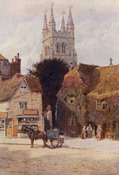 Church and Woolpack Hotel, Tenterden (litografía en color) de William Biscombe Gardner