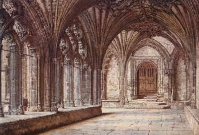 Puerta de los Claustros al Martirio, Catedral de Canterbury (litografía en color) de William Biscombe Gardner