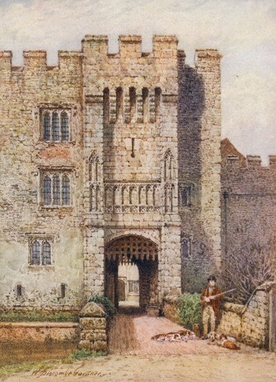 Entrada al castillo de Hever (litografía en color) de William Biscombe Gardner