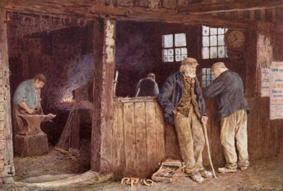 Geerings Forge, Rolvenden (litografía en color) de William Biscombe Gardner