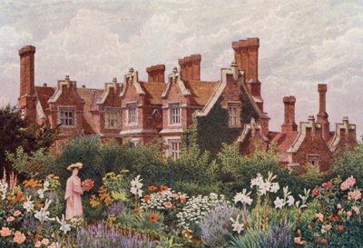 Hollingbourne Manor desde el jardín de Upeer (litografía en color) de William Biscombe Gardner