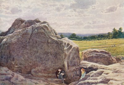 Mirando hacia Happy Valley desde Rocks on the Common, Tunbridge Wells (litografía en color) de William Biscombe Gardner