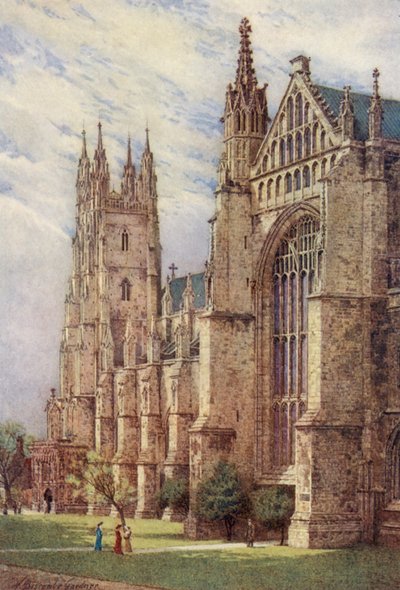 Transepto suroeste y Torre de San Jorge, Catedral de Canterbury (litografía en color) de William Biscombe Gardner
