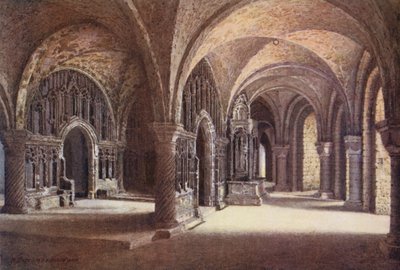 Capilla de "Nuestra Señora" en el sótano de la catedral de Canterbury (litografía en color) de William Biscombe Gardner