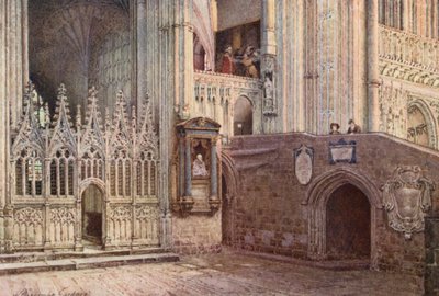 El Martirio, Catedral de Canterbury (litografía en color) de William Biscombe Gardner