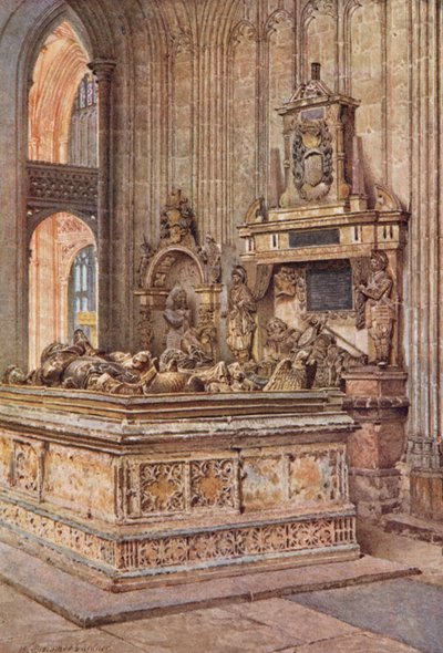 Capilla del Guerrero, Catedral de Canterbury, mirando hacia el oeste (litografía en color) de William Biscombe Gardner