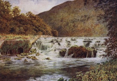 La Cascada, Monsal Dale (litografía en color) de William Biscombe Gardner