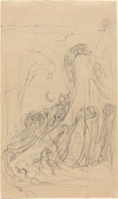 Una escena de resurrección (Los juegos de los fantasmas) (recto) de William Blake