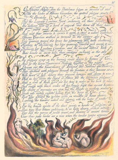 América. Una Profecía, Lámina 17, Sobre los Ángeles de Albión.... de William Blake