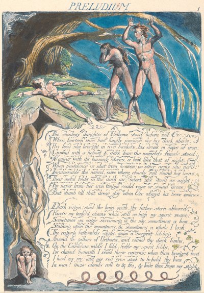 América. Una Profecía, Lámina 3, Preludio - La hija sombría.... de William Blake