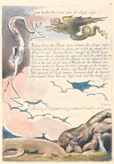 América. Una Profecía, Lámina 6, Aparece a los Americanos.... de William Blake