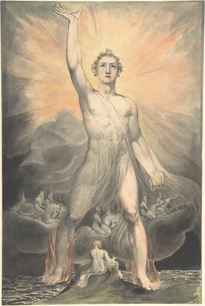 Ángel del Apocalipsis (Libro del Apocalipsis, capítulo 10) de William Blake