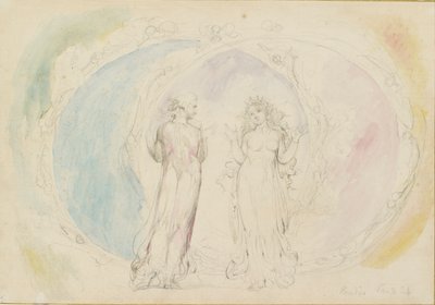 Beatriz y Dante en Géminis, en medio de las esferas de fuego de William Blake