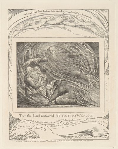 Libro de Job, Lámina 13, El Señor responde a Job desde el torbellino de William Blake