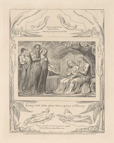 Libro de Job, Lámina 19, También cada uno le daba un pedazo de dinero de William Blake