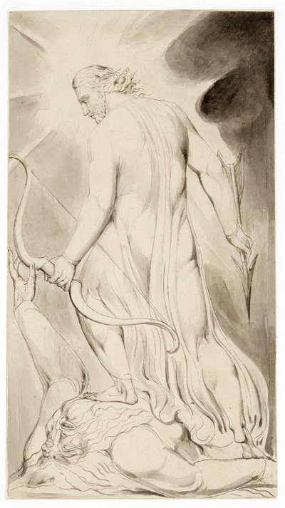 Cristo pisoteando a Satanás, c. 1800 de William Blake