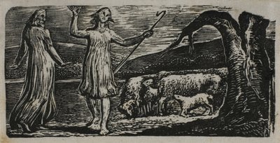 Colinet parte con tristeza: Tronco desgarrado a la derecha, de Las pastorales de Virgilio de William Blake