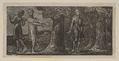 Colinet burlado por dos chicos, de las Pastorales de Virgilio de Thornton, 1821 de William Blake