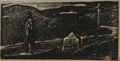 El viaje de Colinet: Hito marcado LXII Millas a Londres, de Las Pastorales de Virgilio de William Blake