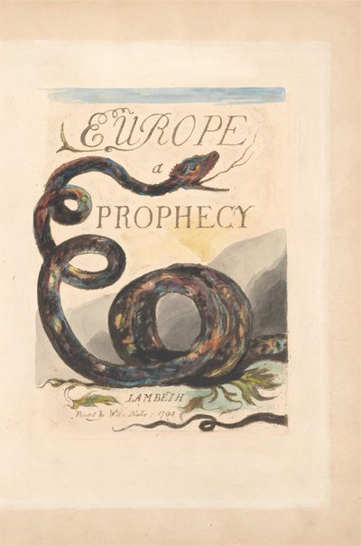 Europa. Una Profecía, Lámina 2, Página de Título de William Blake
