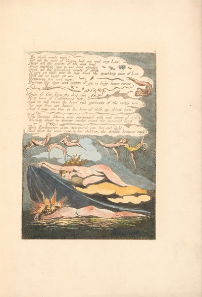 Europa. Una Profecía, Lámina 6, Los vientos agudos despiertan . . . .  (Bentley 7) de William Blake
