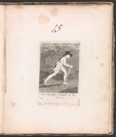 Para Niños. Las Puertas del Paraíso, Placa 16, El Viajero se Apresura en la Tarde de William Blake