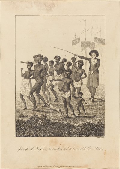 Grupo de personas negras, importadas para ser vendidas como esclavos de William Blake