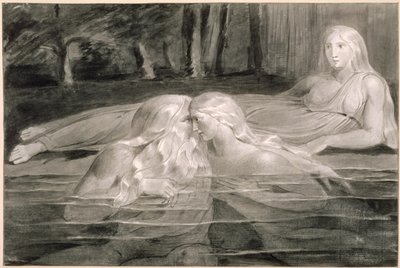 Har y Heva bañándose, Mnetha observando, c.1785-89 de William Blake