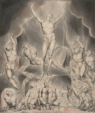 Ilustración 1 del "Paraíso Perdido" de Milton: Satanás llamando a sus legiones de William Blake