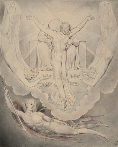 Ilustración 3 de "El Paraíso Perdido" de Milton: Cristo ofrece redimir al hombre de William Blake