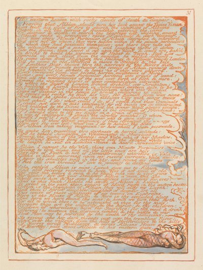 Jerusalén, Placa 31, Su cielo occidental de William Blake