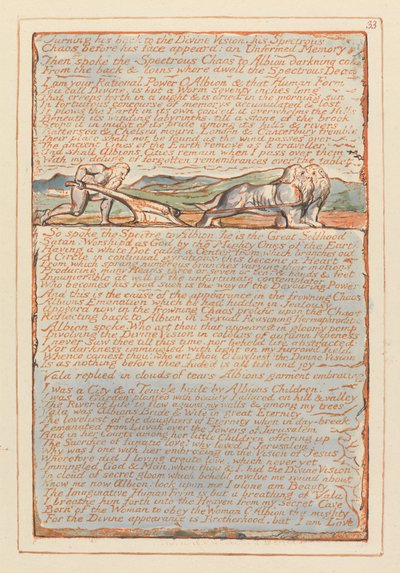 Jerusalén, lámina 33, Dando la espalda a la visión divina... de William Blake