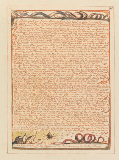 Jerusalén, Placa 98, Entonces cada uno una flecha llameante... de William Blake