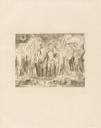 Job y su familia restaurados a la prosperidad de William Blake