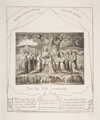 Job y su familia, de Ilustraciones del Libro de Job de William Blake
