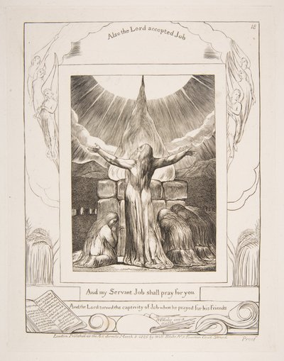 El sacrificio de Job, de Ilustraciones del Libro de Job, 1825-26 de William Blake