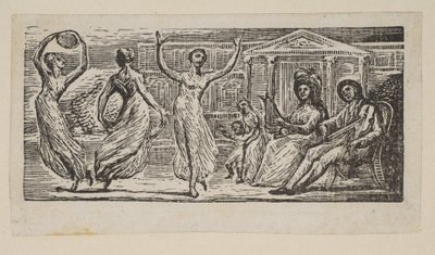 Menalcus observando a mujeres bailar, de Pastorales de Virgilio de Thornton, 1821 de William Blake