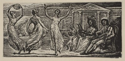 Menalcus viendo bailar a las mujeres, de Pastorales de Virgilio de Thornton de William Blake