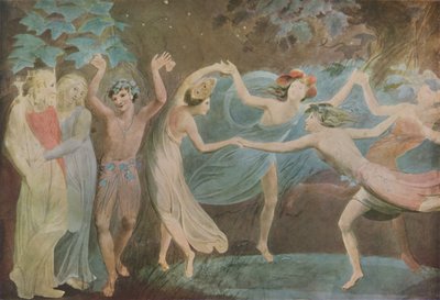 Oberón, Titania y Puck con hadas bailando, 1786 de William Blake