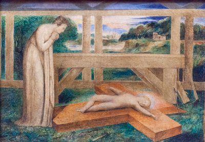 Nuestra Señora adorando al Niño Jesús dormido en la cruz, hacia 1799-1800 (temple sobre lienzo) de William Blake