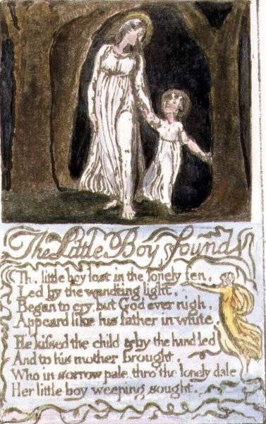 El niño encontrado: placa 13 de Canciones de Inocencia y de Experiencia (copia R) c.1802-08 de William Blake