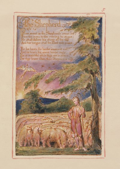 P.125.1950.pt5 El pastor: lámina 5 de Canciones de Inocencia y de Experiencia (copia AA) c.1815-26 de William Blake