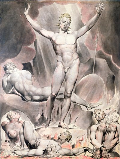 Satanás despertando a los ángeles rebeldes, 1808 de William Blake